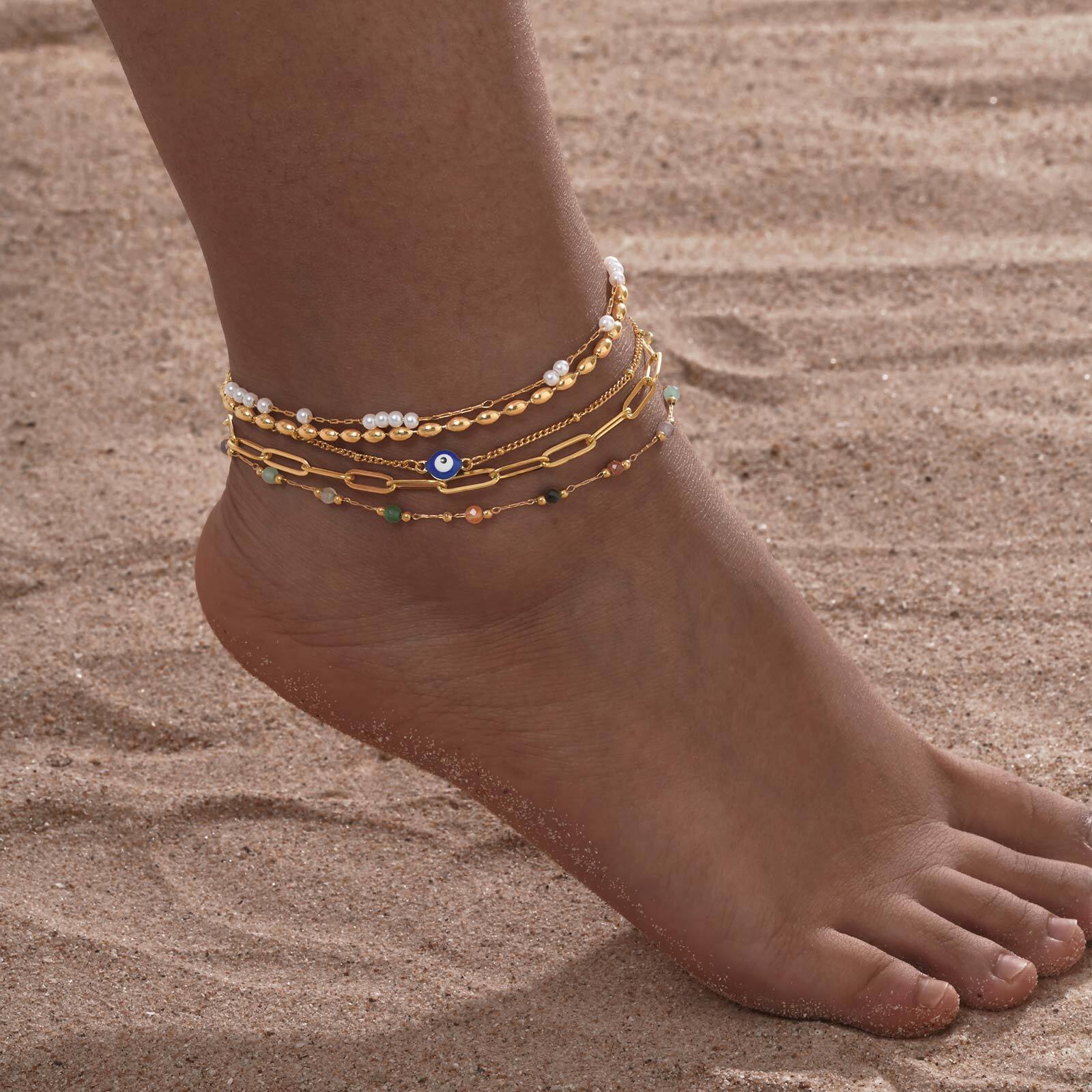Jc Jewelry & Watches Photos - Bracciale cavigliera a strati placcato oro
