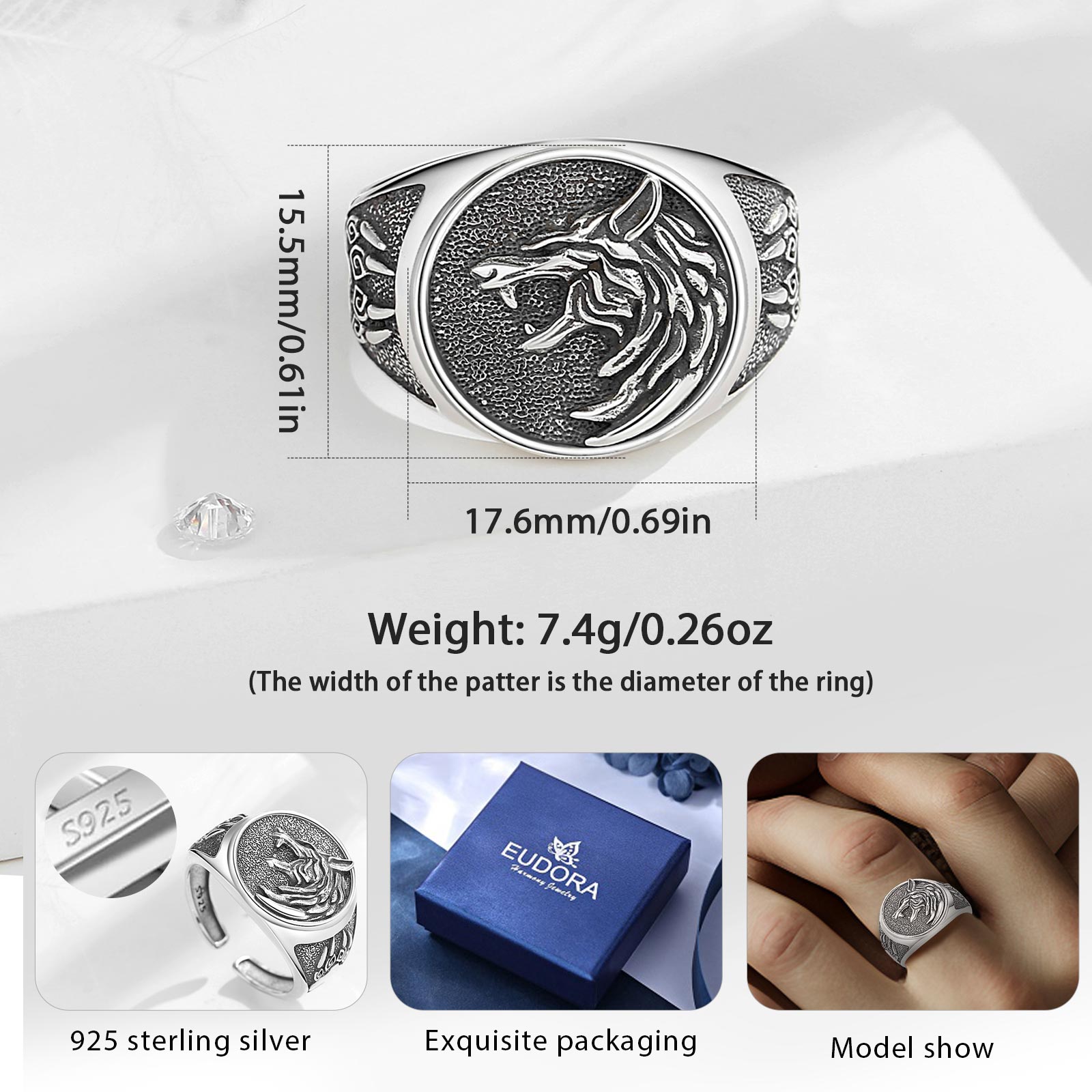 Eudora 925 Sterling Silver Vik - Wolf Jewelry & Watches Tampa Reviews recensione e prezzo